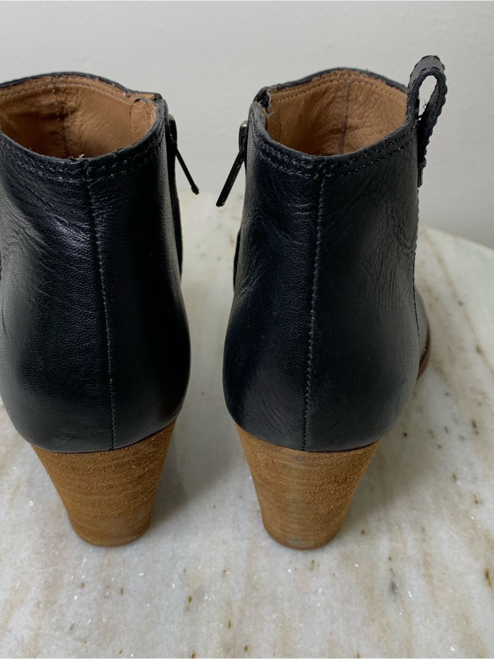 Madewell boot ankle “The Billie” black Leather style f5044 Stacked Sole - Picture 4 of 11